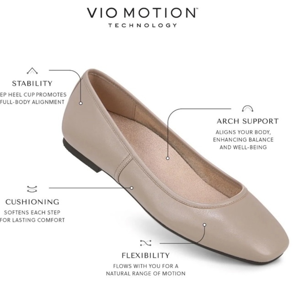 New: Vionic Orinda Flat in Putty Leather. Size 39 Narrow - Picture 3 of 16